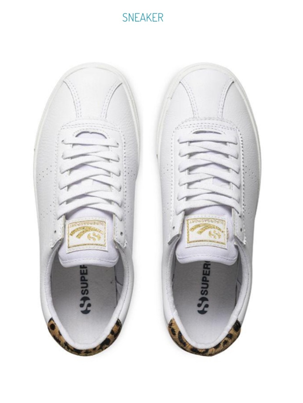 SUPERGA 2843 - Leopard Womens White Leather Sneaker